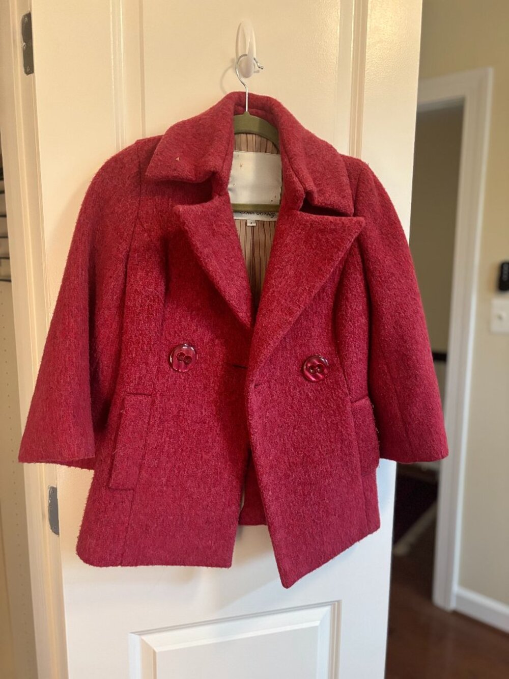 Beth Bowley Pink Wool Blend Boucle Swing Pea Coat - Size 2